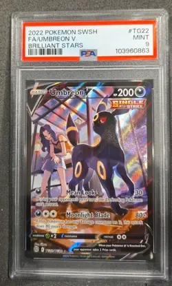 POKEMON CARD UMBREON V FULL ART 22 BRILLIANT STARS #TG22 GRADED PSA 9 MINT - Image 1