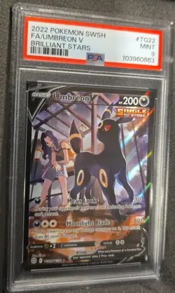 POKEMON CARD UMBREON V FULL ART 22 BRILLIANT STARS #TG22 GRADED PSA 9 MINT - Image 2