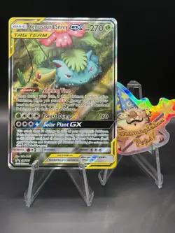 Pokemon TCG Venusaur and Snivy GX SM229 Full Art Tag Team Black Star Promo LP+ - Image 1