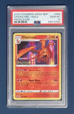 Pokemon Charizard PSA 10 Gem Mint #066 Vivid Voltage Prerelease Holo Rare 2020 - Image 1
