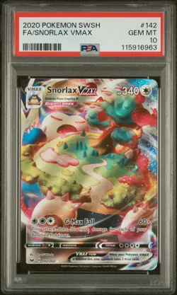 2020 Pokemon Sword & Shield Snorlax VMAX #142 Fa PSA 10 - Image 1