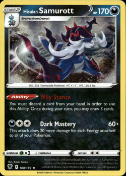 Hisuian Samurott - Holo Rare - Astral Radiance 100/189 - NM - Pokemon - Image 1