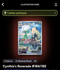 Pokemon TCG Cynthia's Roserade Card 184/182 Destined Rivals IR Holo Full Art - Image 3