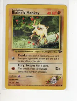 BLAINE'S MANKEY GYM CHALLENGE SET POKEMON CARD 63/132 LP - Image 1