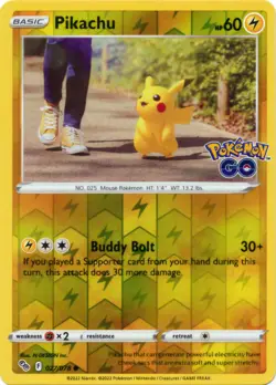 Pokemon TCG Pikachu Pokemon GO 027/078 Reverse Holo Common Card NM - Image 1