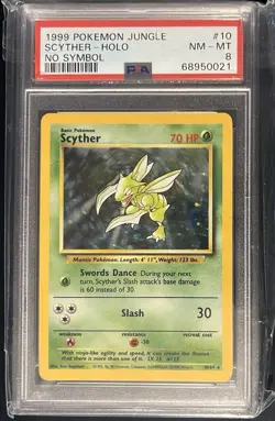 PSA 8 1999 Pokemon Jungle Scyther Holo Rare 10/64 No Symbol Error - Image 1