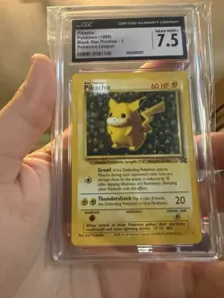 Pikachu 1999 Black Star Promos 1 Pokemon League CGC 7.5 Mint - Image 1
