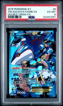 2015 POKEMON XY DOUBLE CRISIS #6 FULL ART/TEAM AQUA'S KYOGRE EX PSA 6 - Image 1