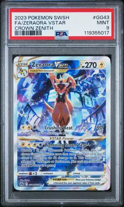 2023 POKEMON SWORD & SHIELD CROWN ZENITH #GG43 FULL ART/ZERAORA VSTAR PSA 9 - Image 1