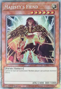 YuGiOh Majesty's Fiend RA04-EN216 Platinum Secret Rare 1st - Image 1