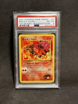 PSA 8 Brock's Vulpix W Gold Stamp Promo 2001 Gym Challenge Pokemon Card #37 - Image 1