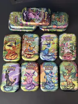 Prismatic Evolutions Empty Mini Tins Full Art Set With Coin And Card No Packs - Image 1