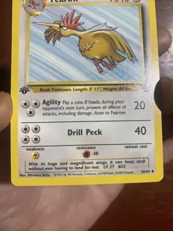 Vintage Fearow 36/64 Uncommon Jungle 1st Edition Non Holo Pokemon Card c566 - Image 3
