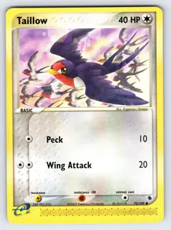 Taillow 72/109 2003 EX Ruby & Sapphire Pokemon Card TCG e-Series Nintendo - VLP - Image 1