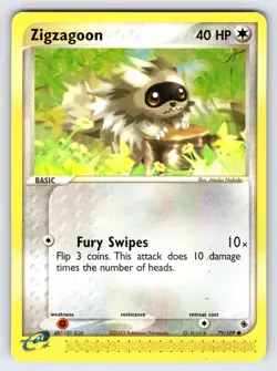 Zigzagoon 79/109 2003 EX Ruby & Sapphire Pokemon Card TCG e-Series Nintendo VLP - Image 1