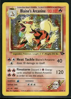 Blaine's Arcanine - 1/132 - Pokemon Gym Challenge Unlimited Holo Rare Card LP - Image 1
