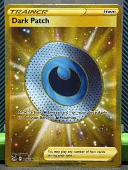 Pokemon TCG Dark Patch Trainer Lost Origin 216/196 Secret Rare Gold Card NM - Image 1