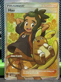 Hau 144/145 Full Art Ultra Rare Card Sun & Moon Guardians Rising MP - Image 1