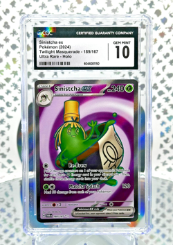 CGC 10 Sinistcha ex 189/167 Twilight Masquerade Full Art Ultra Rare Pokemon Card - Image 1
