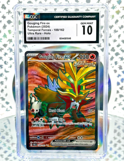 CGC 10 Gouging Fire EX 188 Temporal Forces Full Art Secret Rare Pokemon Card - Image 1