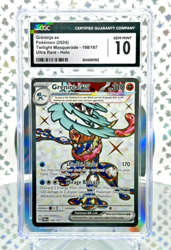 CGC 10 Greninja ex 198/167 Twilight Masquerade Full Art Ultra Rare Pokemon Card - Image 1