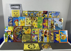 Pokemon Pikachu Lot of 28 Cards and Stickers Pikachu Crimp Error Pokemon Lot - Image 1