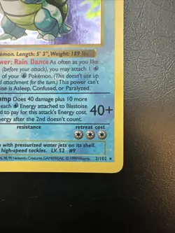 Pokemon Blastoise Base Set Shadowless 1st Edition Holo Rare 2/102 Near Mint - Image 5