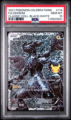 Pokemon Zekrom Celebrations Classic Coll. Black & White Full Art #114 PSA 10 - Image 1