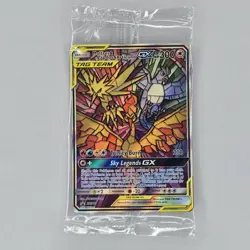 2019 Pokemon Hidden Fates Moltres Zapdos Articuno GX Stained Glass SM210 Sealed - Image 1