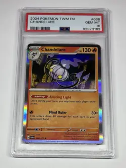 Pokemon TCG Chandelure 038/167 Twilight Masquerade Holo Rare PSA 10 GEM MINT - Image 1