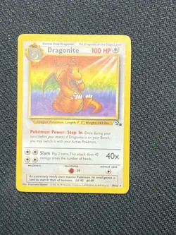 Pokemon TCG Dragonite 19/62 Fossil Unlimited Rare WOTC 1999 HP Vintage - Image 1