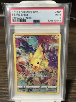 Pikachu (Secret) 160/159 Crown Zenith Holo PSA 9 MINT 2023 Pokemon SWSH - Image 1