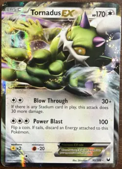 Pokemon Tornadus EX Dark Explorers Holo Card 90/108 Ultra Rare BW - MP - Image 1