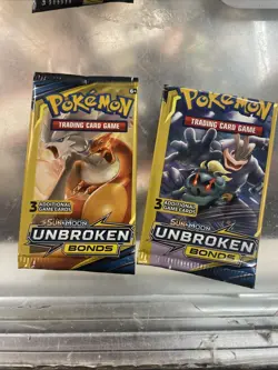 2019 POKEMON Sun & Moon Unbroken Bonds 3 Card Packs Art Set Lot 2 Packs - Image 1