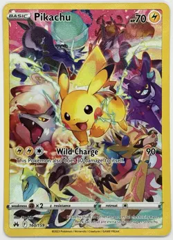 Pokemon Pikachu TCG Crown Zenith Holo Card 160/159 Full Art, Mint Condition - Image 1