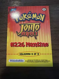 Mantine #9 Pokemon 2001 Topps Johto Hologram LP - Image 3