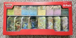 Pokemon TCG Prismatic Evolutions 8 Mini-Tin Bundle w/ Promos (Costco) - Image 1