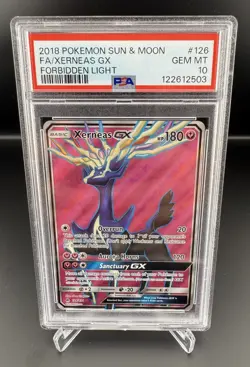 2018 Pokemon Sun and Moon Forbidden Light Xerneas GX 126 PSA 10 - Image 1