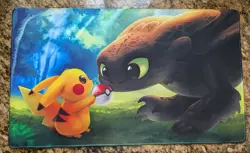 Pikachu & Toothless TCG Mat 24x14 NEW - How to Train Your Dragon Pokemon CCG Mat - Image 1