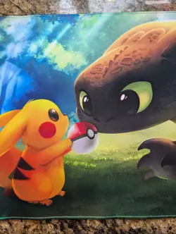 Pikachu & Toothless TCG Mat 24x14 NEW - How to Train Your Dragon Pokemon CCG Mat - Image 2