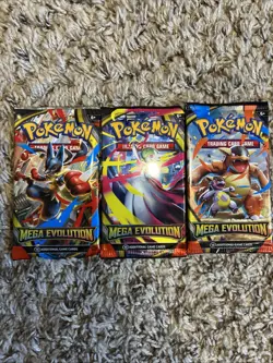 Mega Evolution Sleeved Booster Pack Art Set New Pokemon Set of 3 Sealed Packs - Image 1