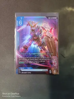 Gundam Card Game GD01 GD01-002 Unicorn Gundam (Destroy Mode) LR - Pack Fresh - Image 1