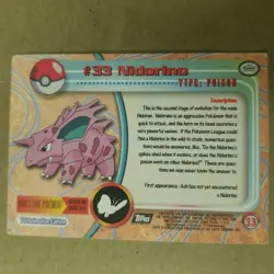 Nidorino #33 Black Logo - 1999 Pokemon Topps TV Animation Series 1 - MP - Image 3