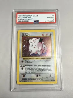 Pokemon TCG Clefairy Base Set *Shadowless* 5/102 Graded PSA 8 - Image 1