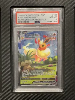 2021 PSA 8 FA Flareon VMAX #180 Full Art Alternate Art Promo SWSH180 Pokemon TCG - Image 1
