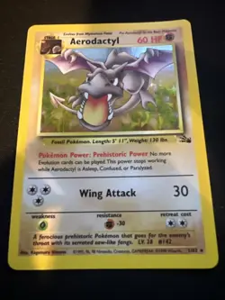Pokemon TCG Aerodactyl 1/62 Fossil Unlimited Holo Rare LP Condition - Image 1