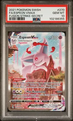 2021 POKEMON SWORD & SHIELD FUSION STRIKE SECRET FULL ART/ESPEON VMAX PSA 10 - Image 1