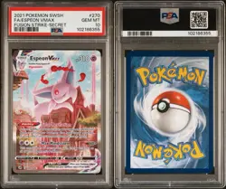 2021 POKEMON SWORD & SHIELD FUSION STRIKE SECRET FULL ART/ESPEON VMAX PSA 10 - Image 3