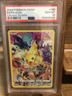 2023 POKEMON SWSH FA/PIKACHU CROWN ZENITH CARD#160 GEM MT PSA 10 - Image 1