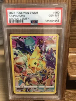 2023 POKEMON SWSH FA/PIKACHU CROWN ZENITH CARD#160 GEM MT PSA 10 - Image 3